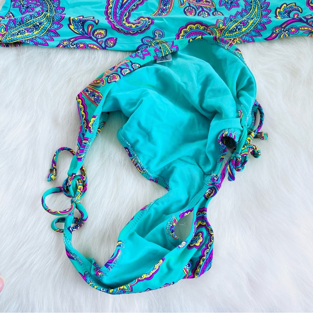 Y2K 2009 Old Navy Teal Paisley Tankini Swim Set - Teal and Purple Size 1 - Picture 6 of 14